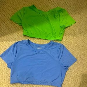 2 aerie tops. Green and blue, both being sold for $15 CAD